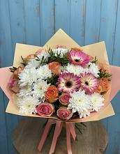 Букет цветов из:  Розы, Герберы и Хризантемы #REPLACE_PRED# Семибратово
