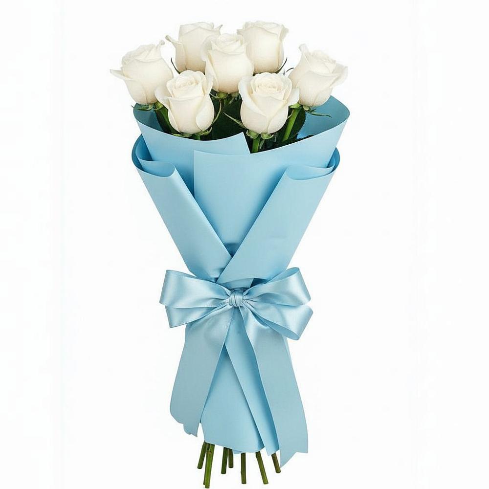 Букет 7 белых роз Проуд в Семибратово