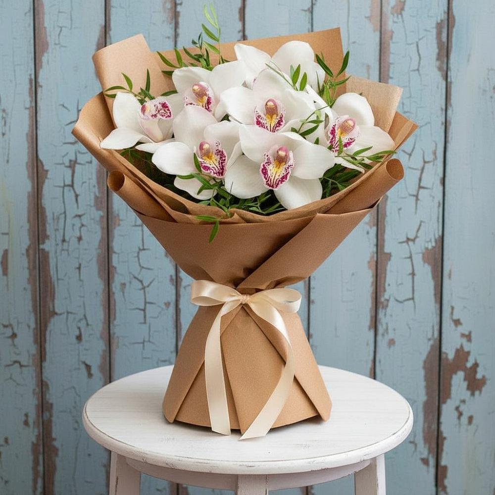 Букет цветов из: Орхидеи и Розы в Семибратово
