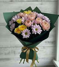 Букет цветов из:  Хризантемы и Розы в Семибратово