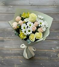 Букет цветов из:  Альстромерии, Розы и Хризантемы в Семибратово
