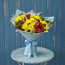 Букет цветов из:  Альстромерии и Хризантемы в Семибратово